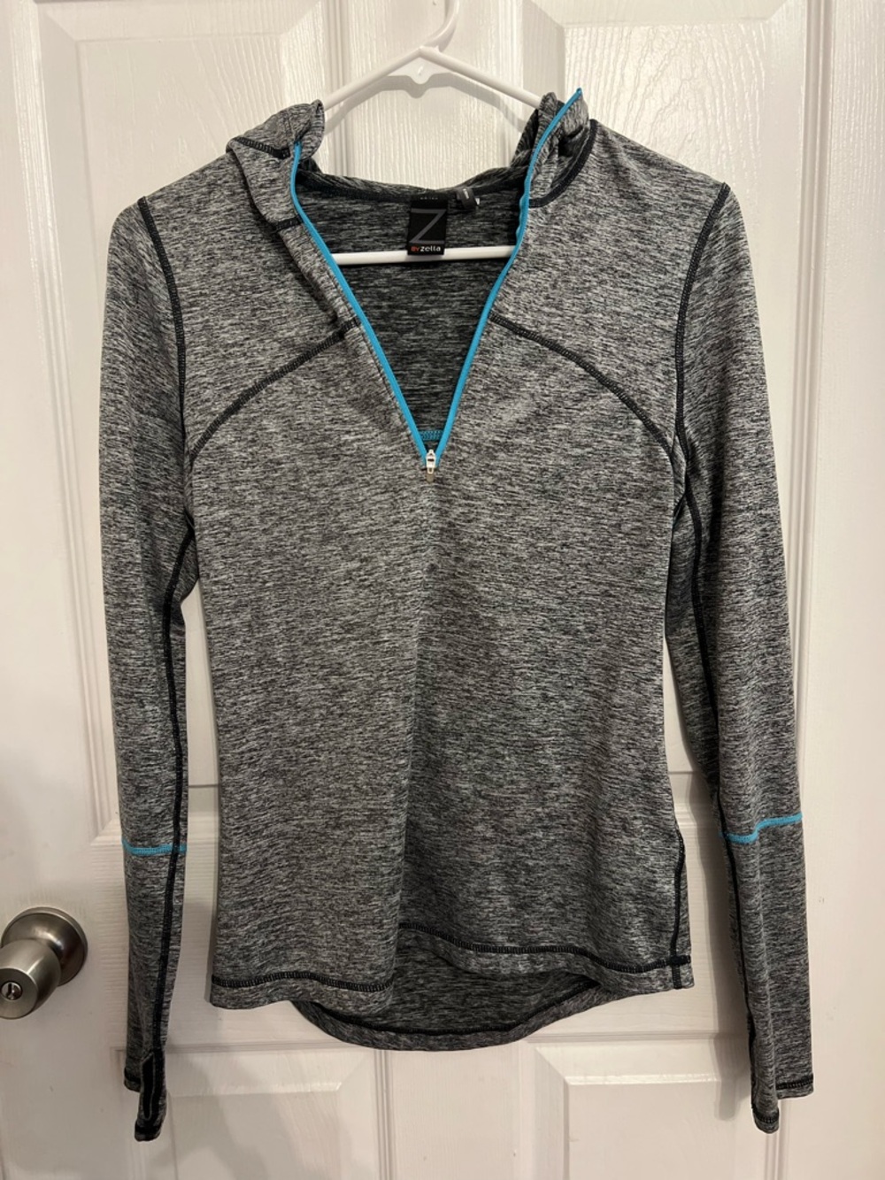 Zella Gray Heather Quarter-Zip Pullover with Blue Trim